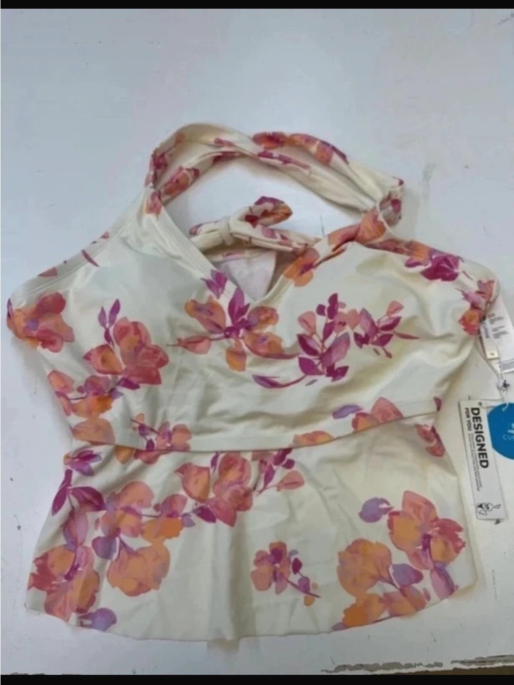 Cupshe Cream Halter Top with Pink & Orange Floral Print